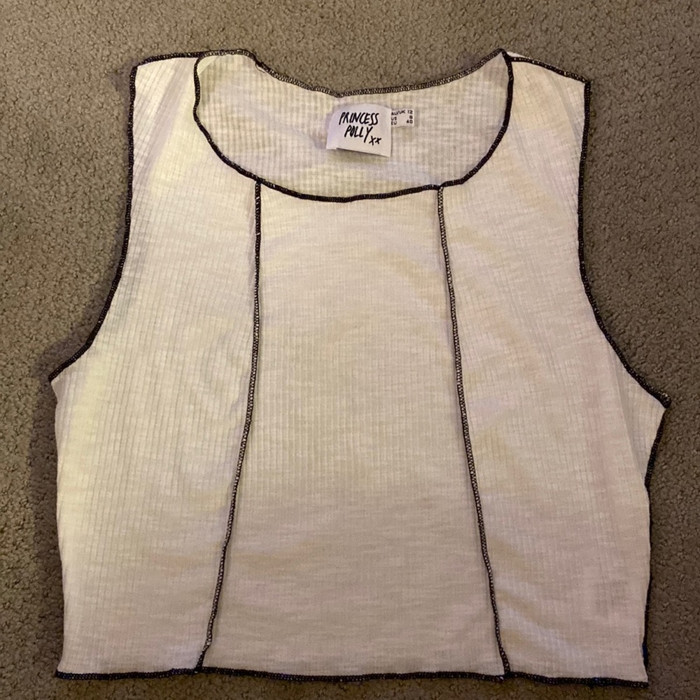 Princess Polly White tank with Black Seams